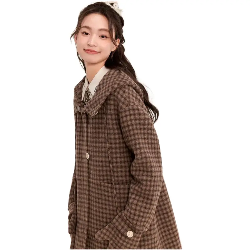ZIHAN Coat Women's Coffee Plaid-2
