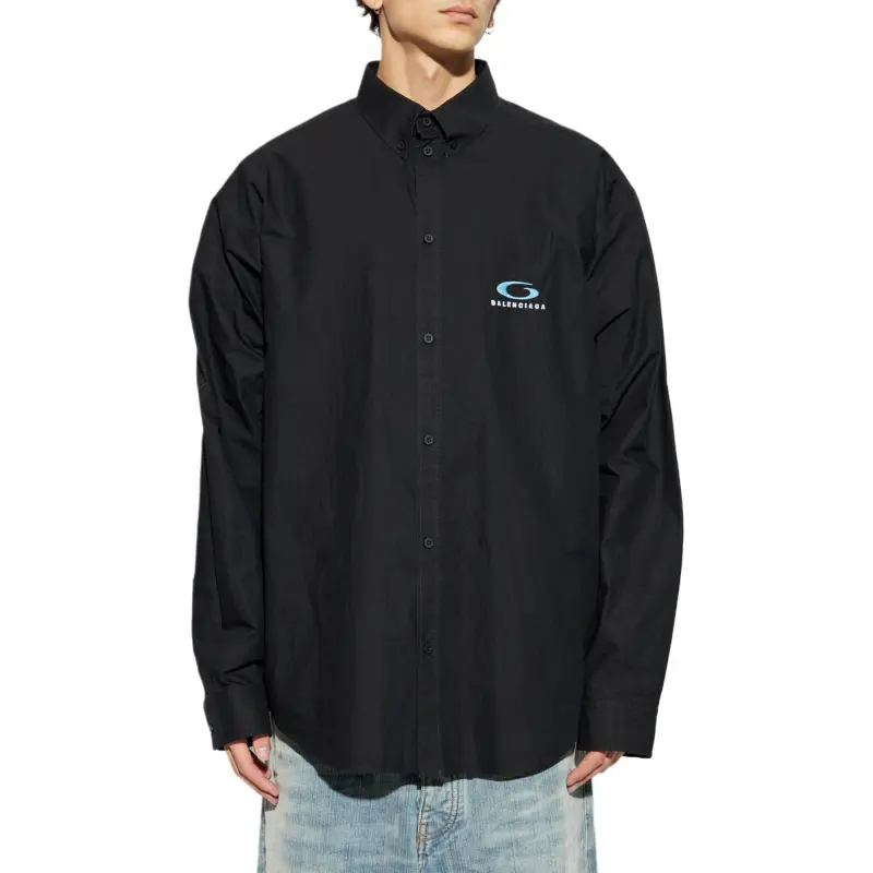 Balenciaga Logo Embroidered Long Sleeved Shirt-2