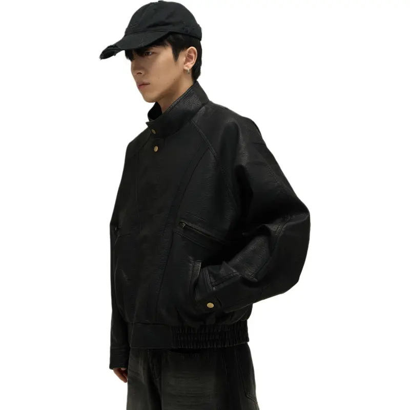 WLNEXT Leather Jacket Unisex Black-4