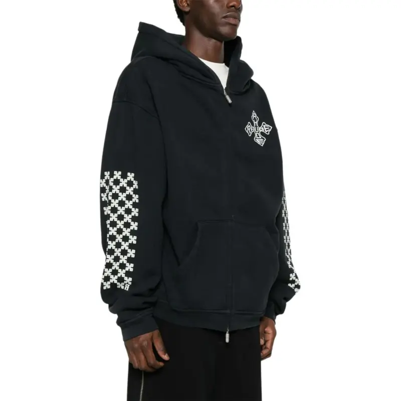 RHUDE Cross Logo Zip Up Hoodie-2