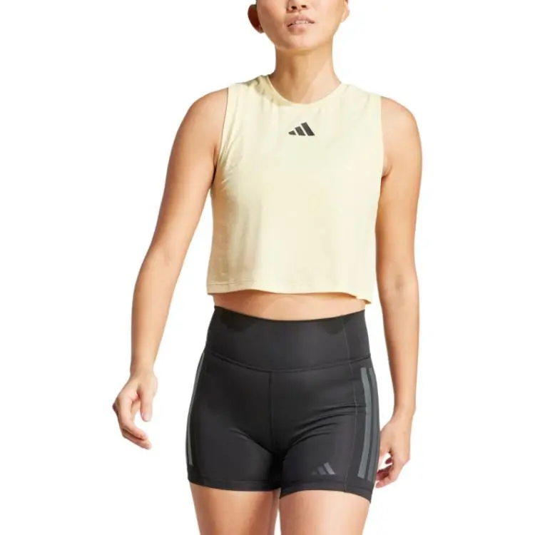 Adidas Women's Power 3 Stripes Boxy Tank Top Powder Yellow-1