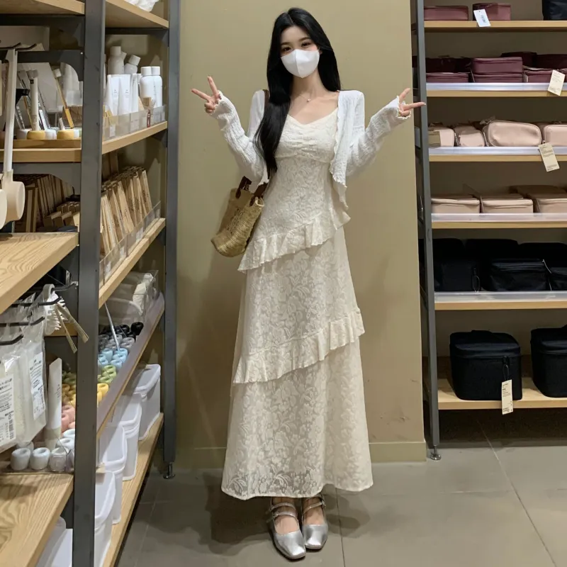 GULIANFEI Skirt Set Women's White+Apricot-5