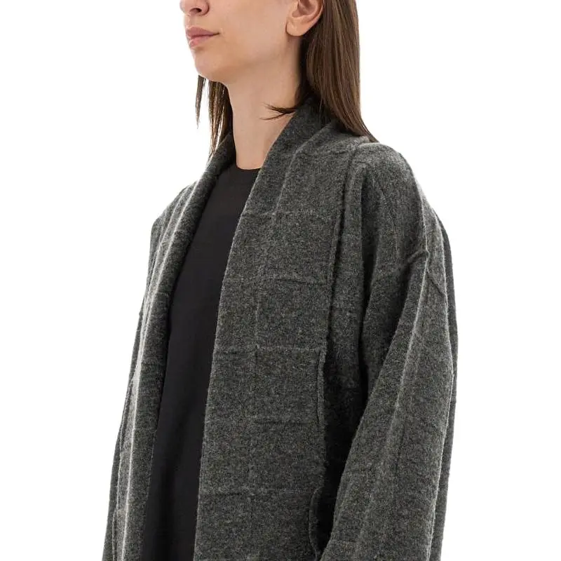 UMA WANG Check Patterned Long Sleeved Cardigan-3