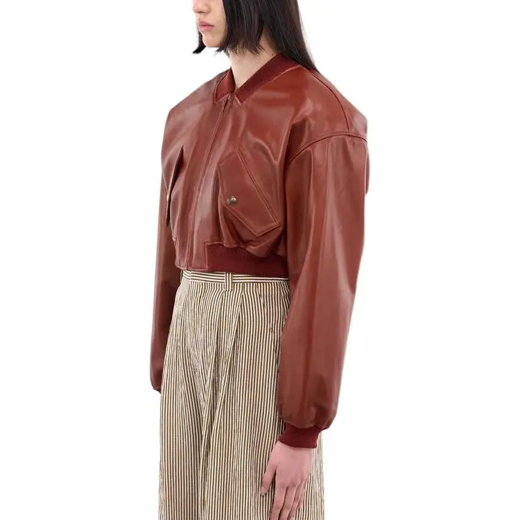Petar Petrov Leather Jacket Women's Burgundy-2