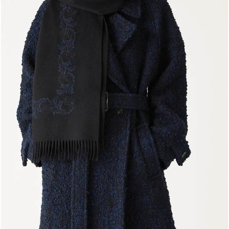 Loro Piana Cashmere Knit Scarves Women's Black-2