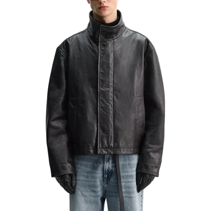 ZARA Leather Jacket Men's Brown-3