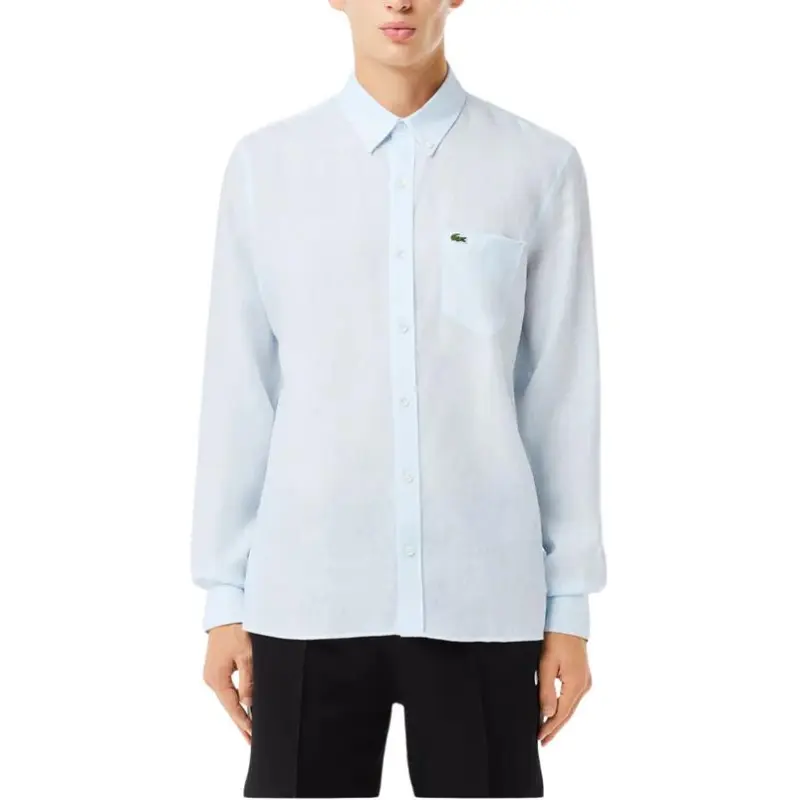 LACOSTE Logo embroidered Linen Shirt-3