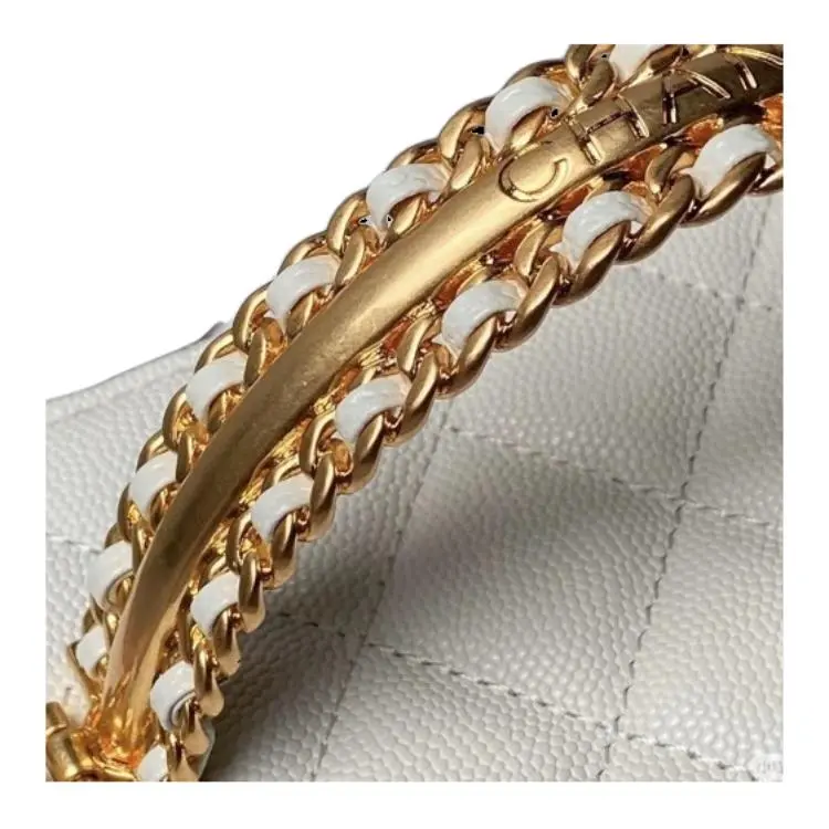 CHANEL Grain Embossed Calfskin Box Bag, Handbag, Shoulder Bag, Crossbody Bag Women's White-5