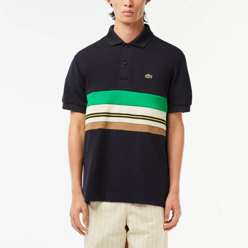 LACOSTE French Made Striped Cotton Polo Shirt-2