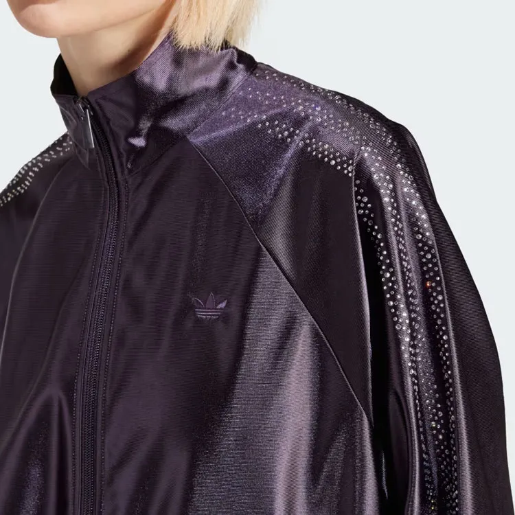 Adidas Originals Embellished 3 Stripes Track Top Jackets & Coats Women's Aurora Black-4