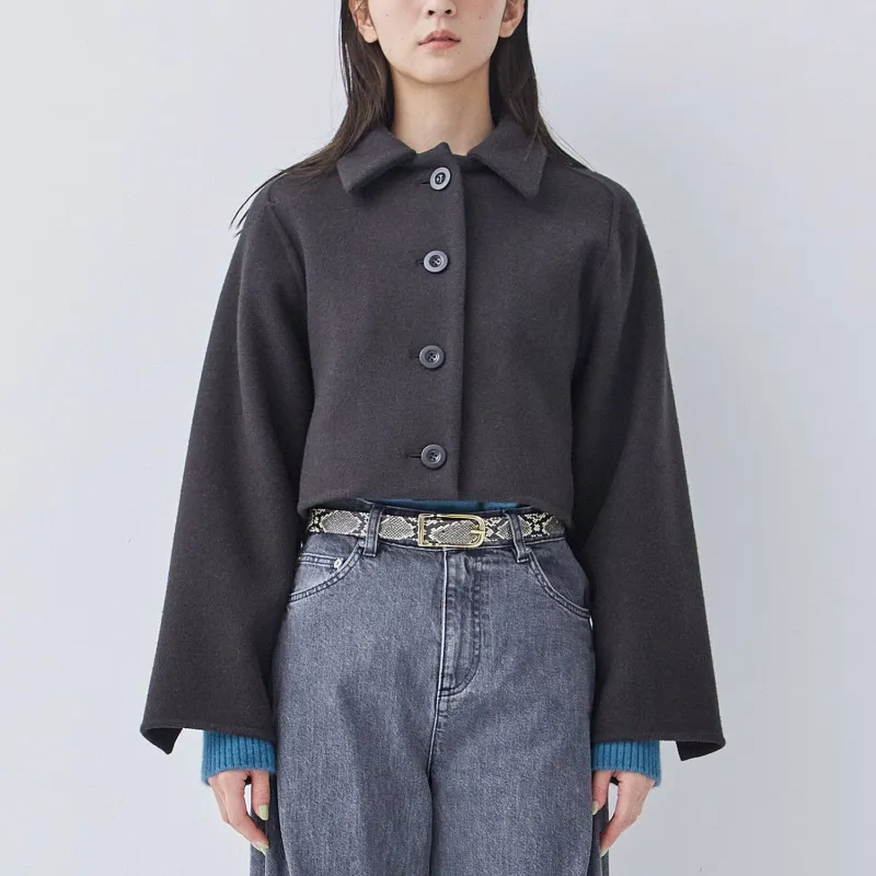 PUBLIC TOKYO Cropped Coats Women's Dark Gray-2