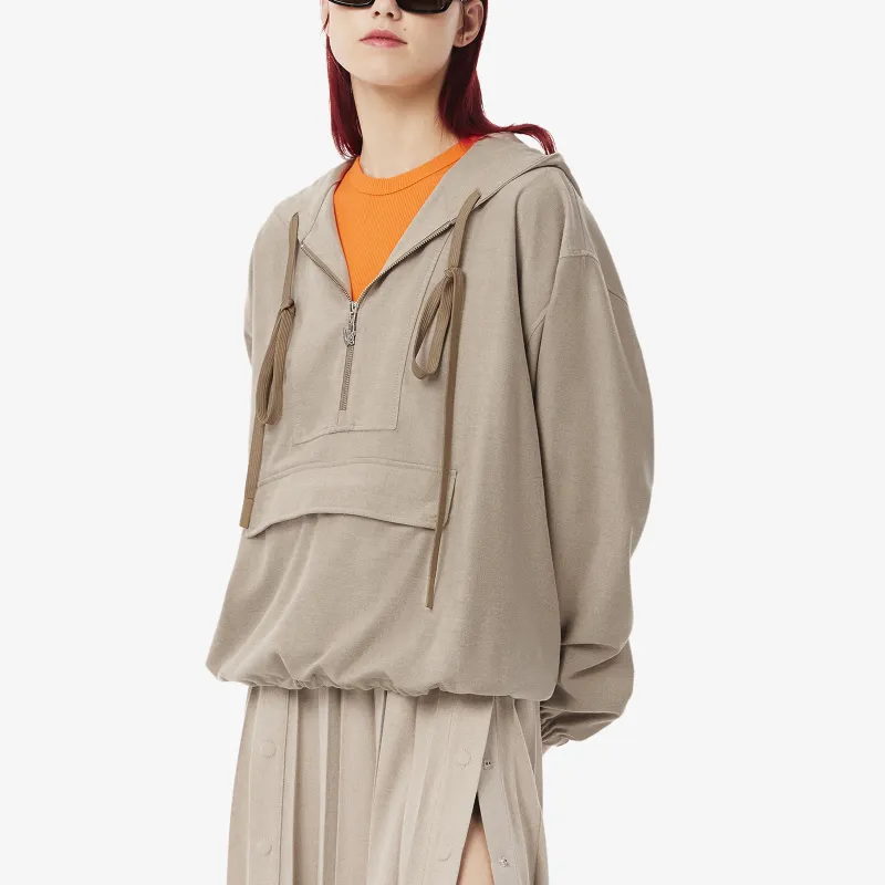 LACOSTE Drawstring Cotton Hoodie-1