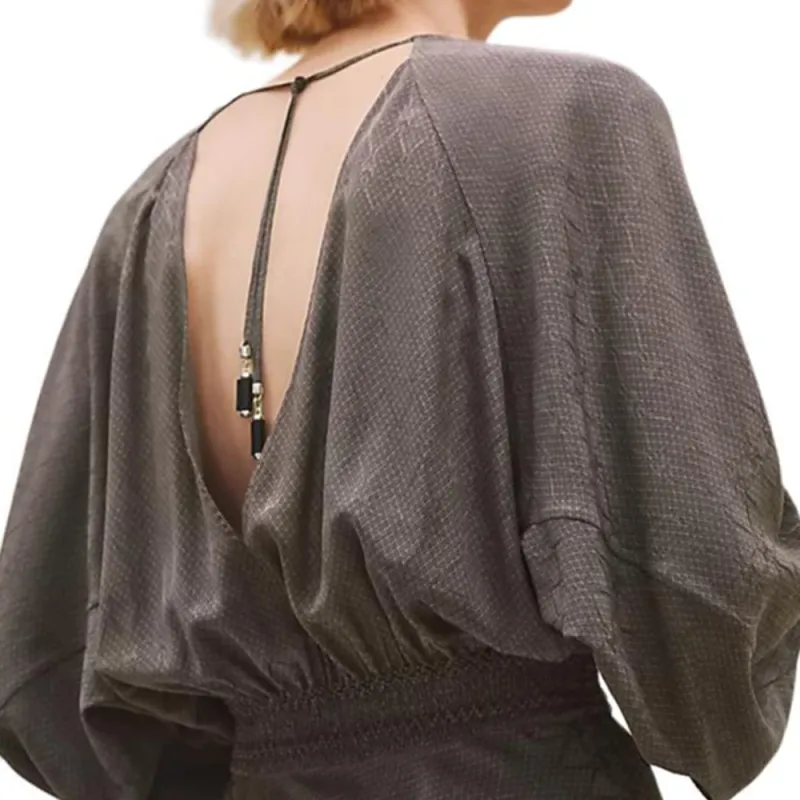 HERMES Long Sleeved Dress Women's Gray-3