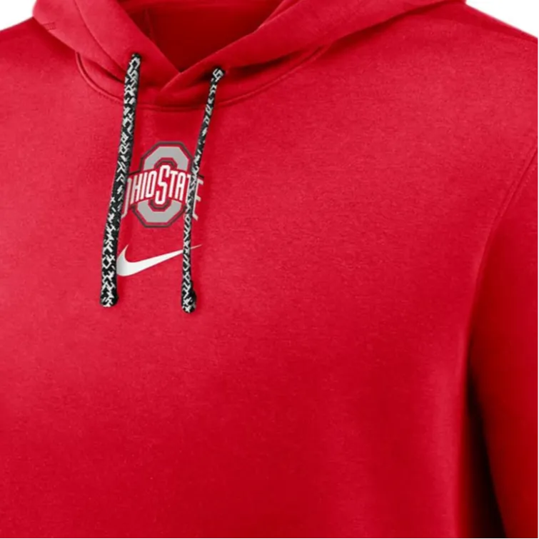 Nike Ohio State Buckeyes Sideline Team Issue Club Men's Nike College Pullover Hoodie-2