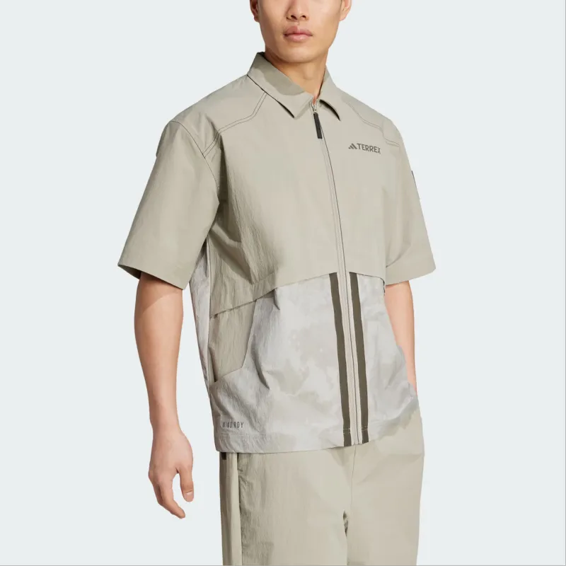 Adidas x National Geographic TerrexDisney Shirt Men's Light Sesame Gray Brown-3