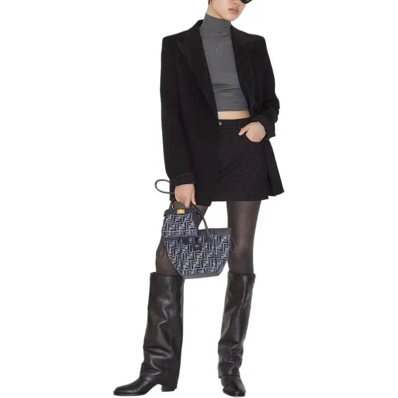 FENDI Logo Embroidered High Neck Ribbed Top-2