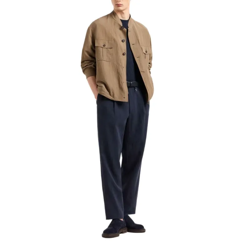 Emporio Armani Single pleat Linen canvas Trousers-1