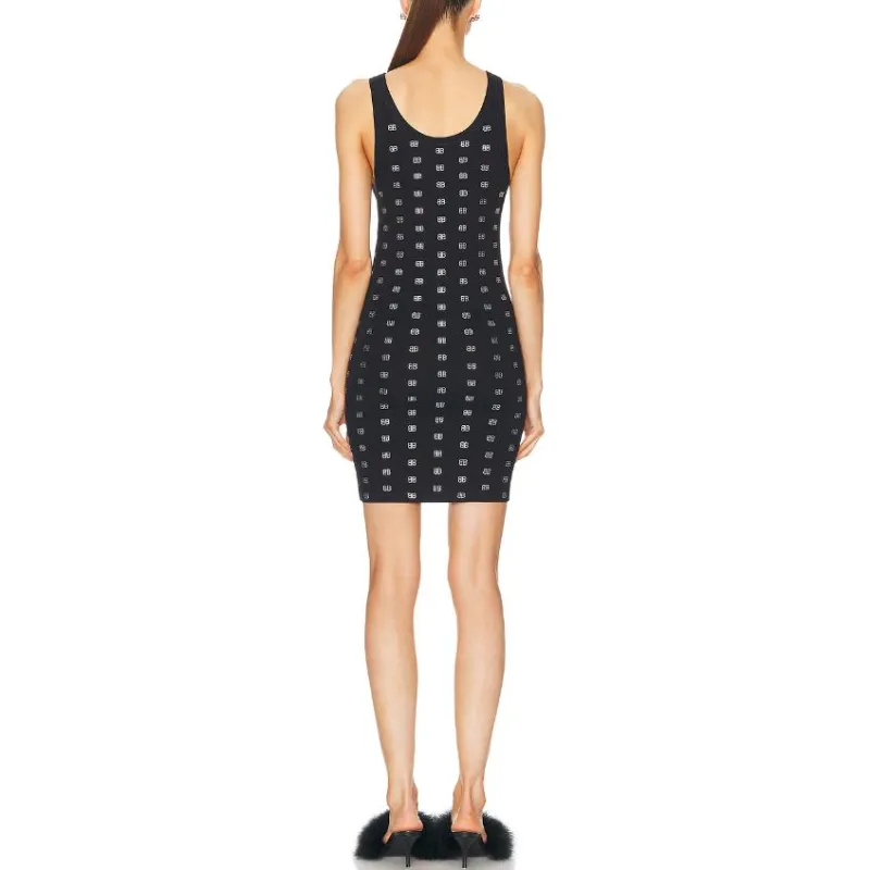 Balenciaga Uw Strass Tank Top 'Black/Silver'-2