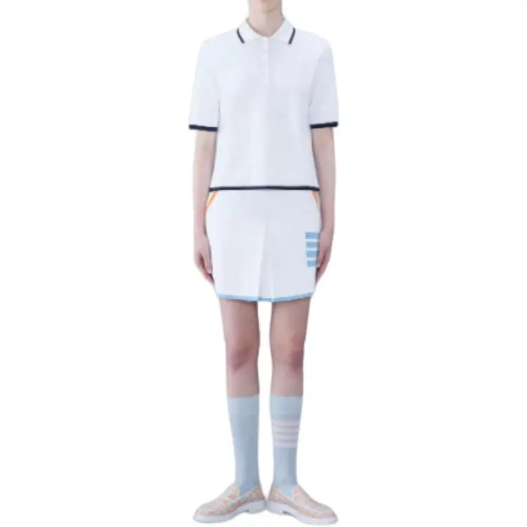 THOM BROWNE Rib Stitch Short Sleeved Polo Shirt-2