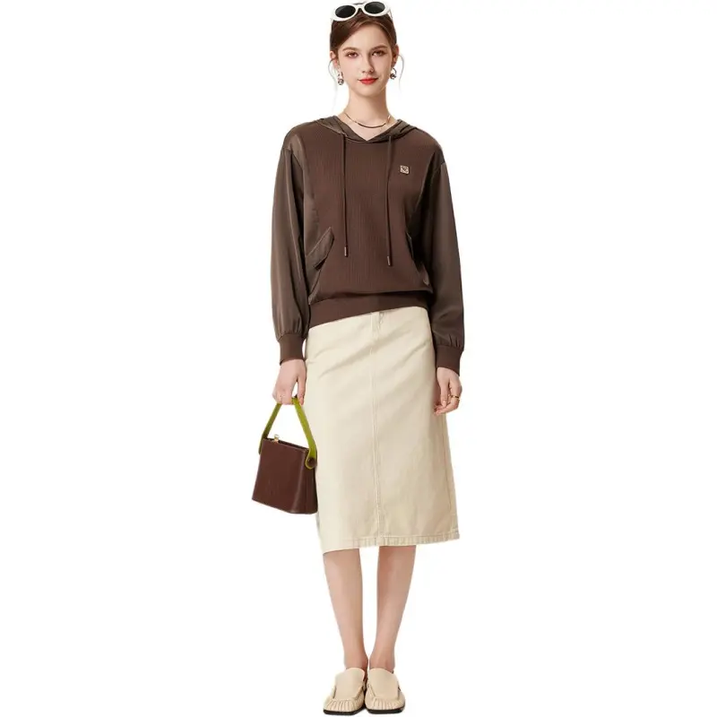 FENHONGMALI Sweatshirt Women's Coffee-5