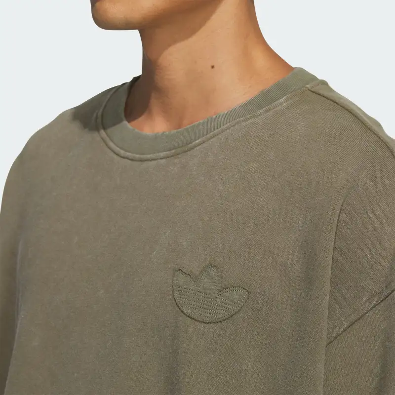 Adidas Originals WASHEDCREW SWEATSHIRT Sweatshirt Men Strata Olive Green-3