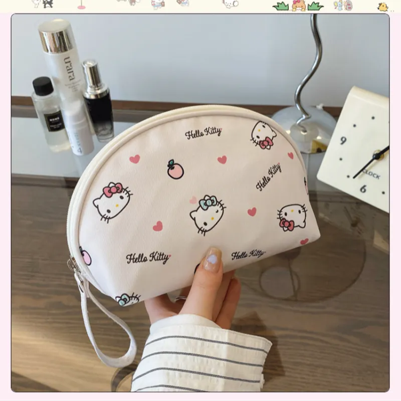 Sanrio Hello Kitty Polyester Makeup Bag, Clutch Women's White-3