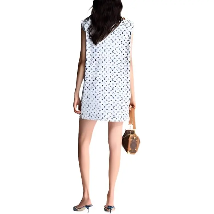 LOUIS VUITTON Sleeveless Dress Women's Gasoline Blue-2