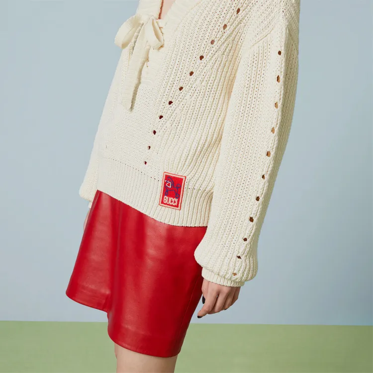 GUCCI Open-knit Lace-up Jumper-4