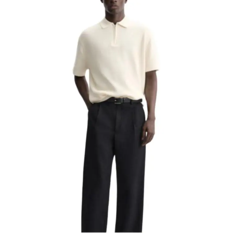 ZARA Polo Shirt Men's Raw White-5