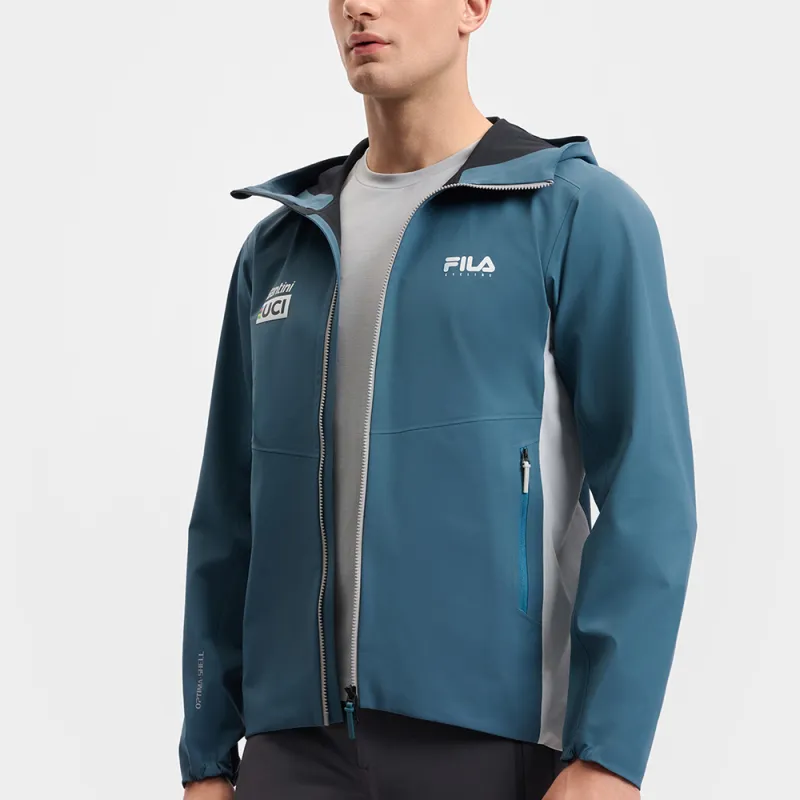 FILA CYCLING Waterproof And Windproof To Keep Warm Windbreaker Jacket Men's Reef Blue-4