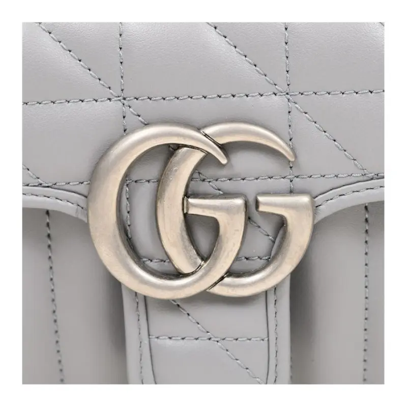 GUCCI GG Marmont Leather Crossbody Bags Shoulder Bags Mini Women's Gray-4