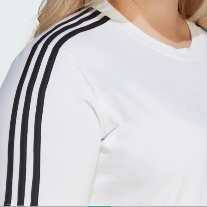 Adidas Essentials 3-Stripes Single Jersey Boyfriend Tee Dress Short-Sleeved Dresses Women's White-1