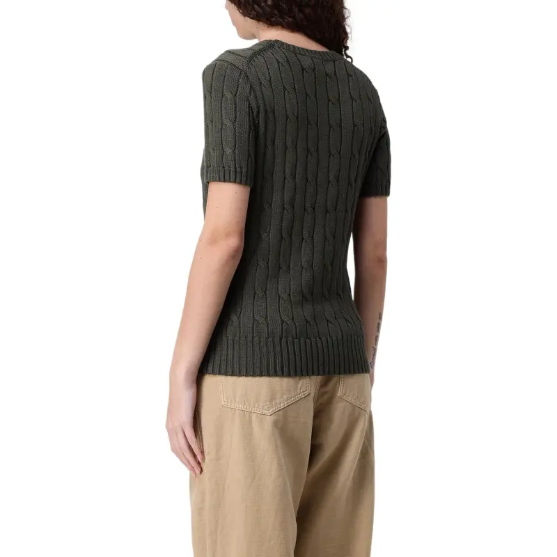 Polo Ralph Lauren Logo Embroidered Cable Knit Crewneck Top-3
