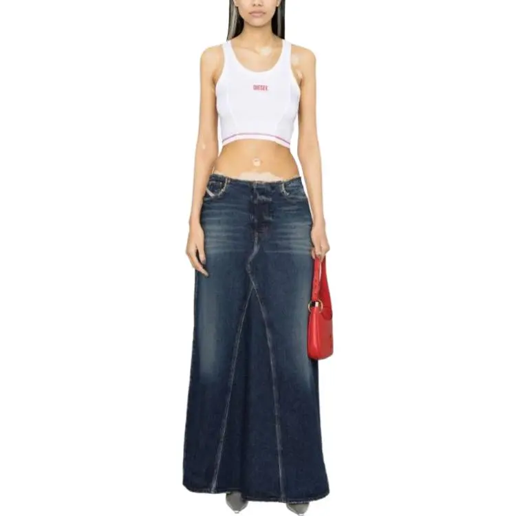 DIESEL Denim Long Skirts Women's Blue-1