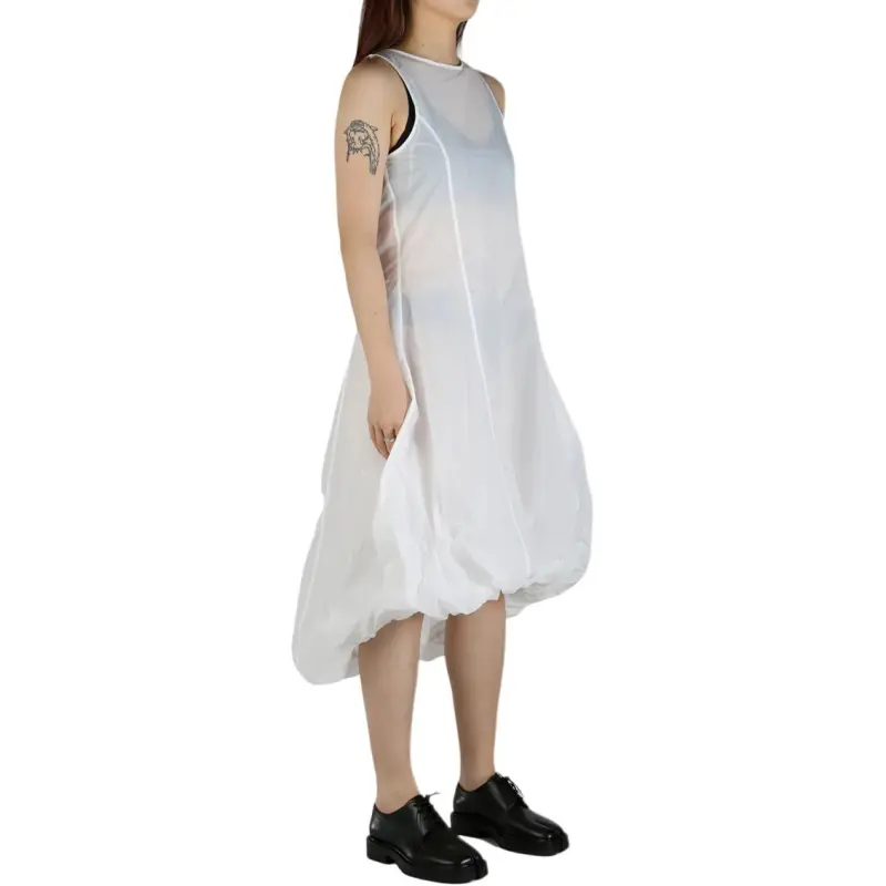 AMOMENTO Sheer Volume Dress 'White'-2