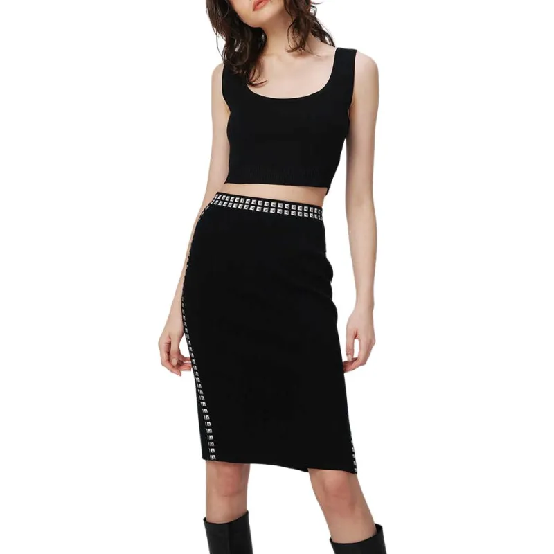 DVF Diane Von Furstenberg FW24 Knit Long Skirts Women's Black-1