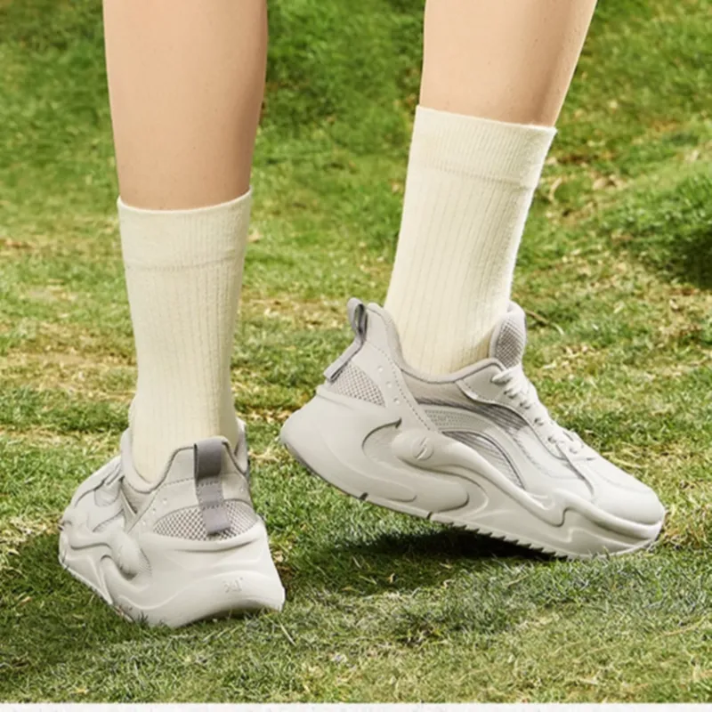 361° Slip Resistant Low Top Chunky Sneakers Women's Beige Gray-4