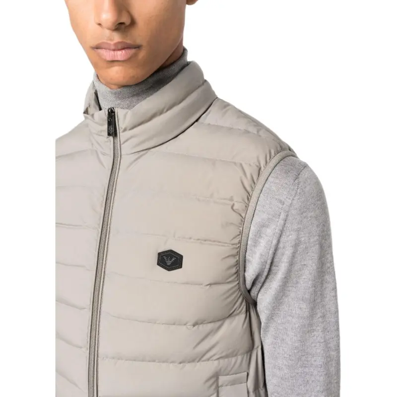 EMPORIO ARMANI Sleeveless Full zip Down Jacket In Quilted Nylon With Eagle Logo Patch-4