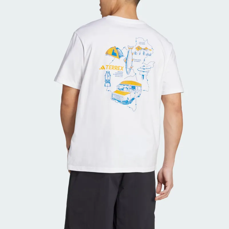 Adidas Terre SS25 POLYGIENE GRAPHIC T Shirt Men's White-3