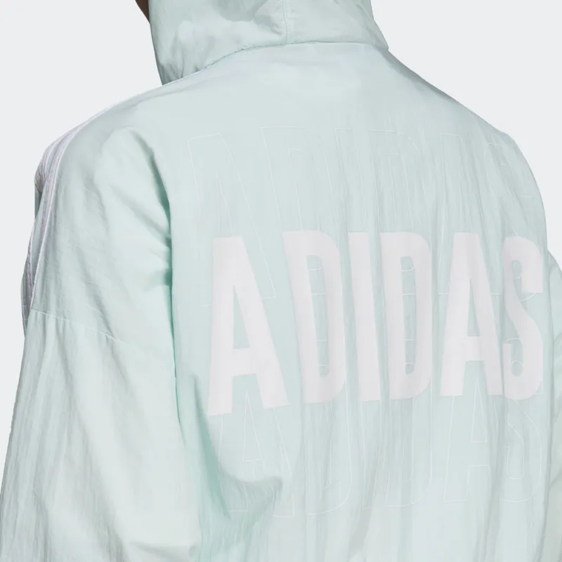 adidas Women's Essentials Repeat Logo Loose Fit Windbreaker Green-4
