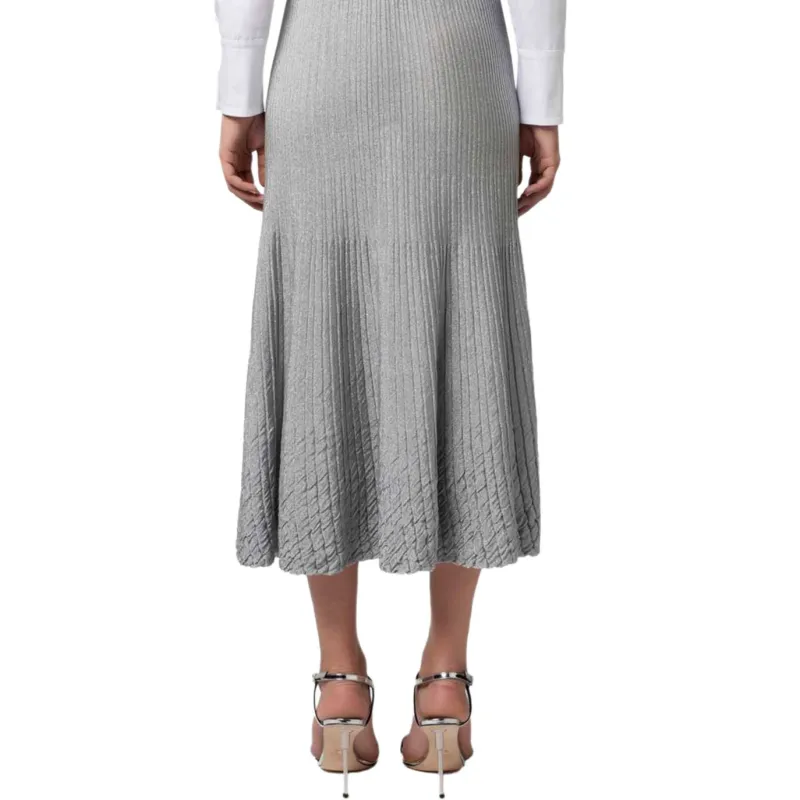 Elisabetta Franchi Metallic Ribbed Midi Skirt-4