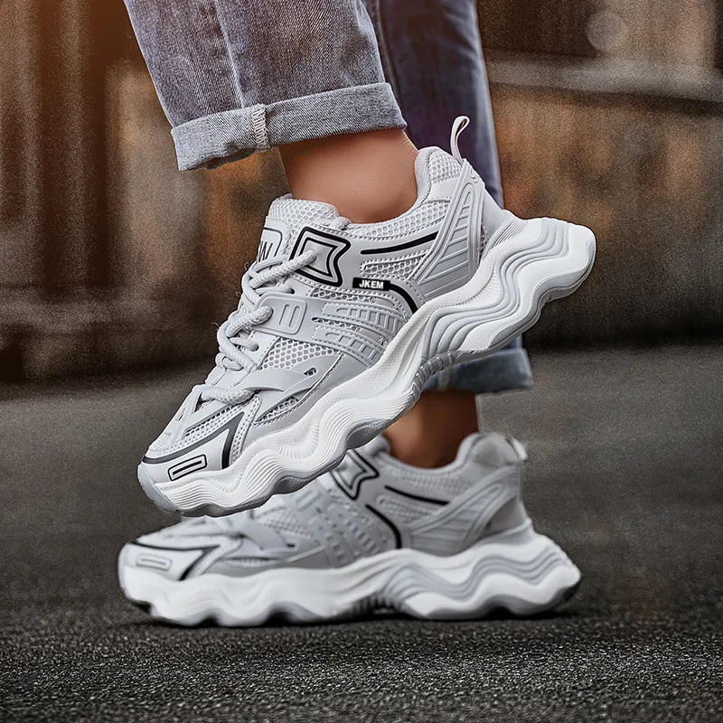 JKEM Cushioned Slip Resistant Abrasion Resistant Low Top Chunky Sneakers Men-8