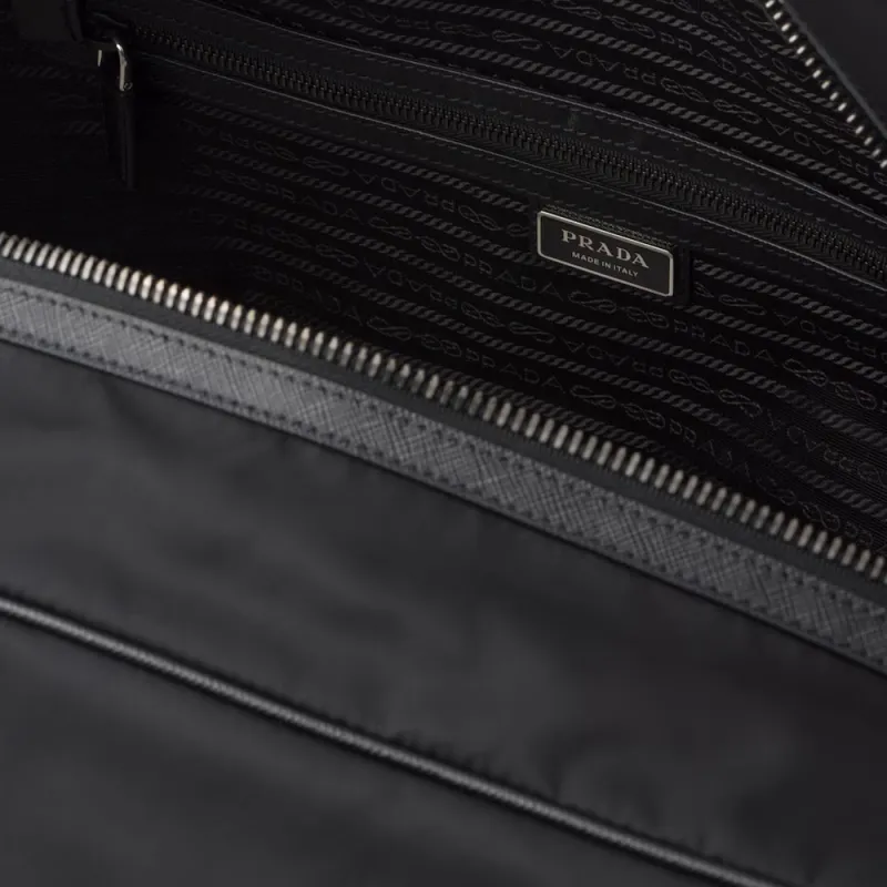 PRADA Re NylonSaffiano Recycled Nylon Handbag Men's Black-6