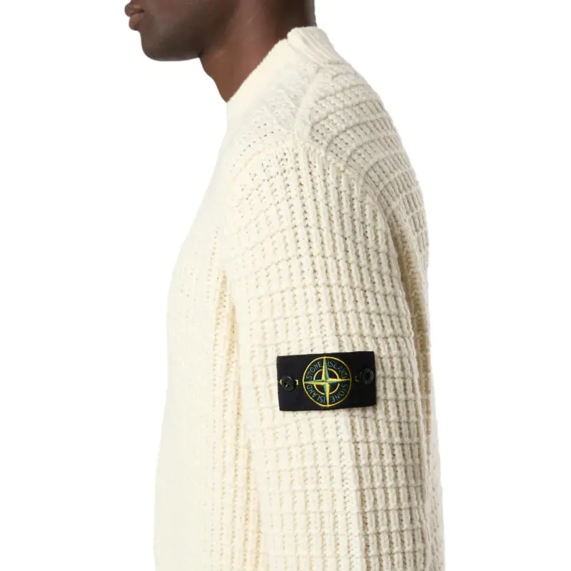 STONE ISLAND Logo Patch Mock Neck Sweater-4