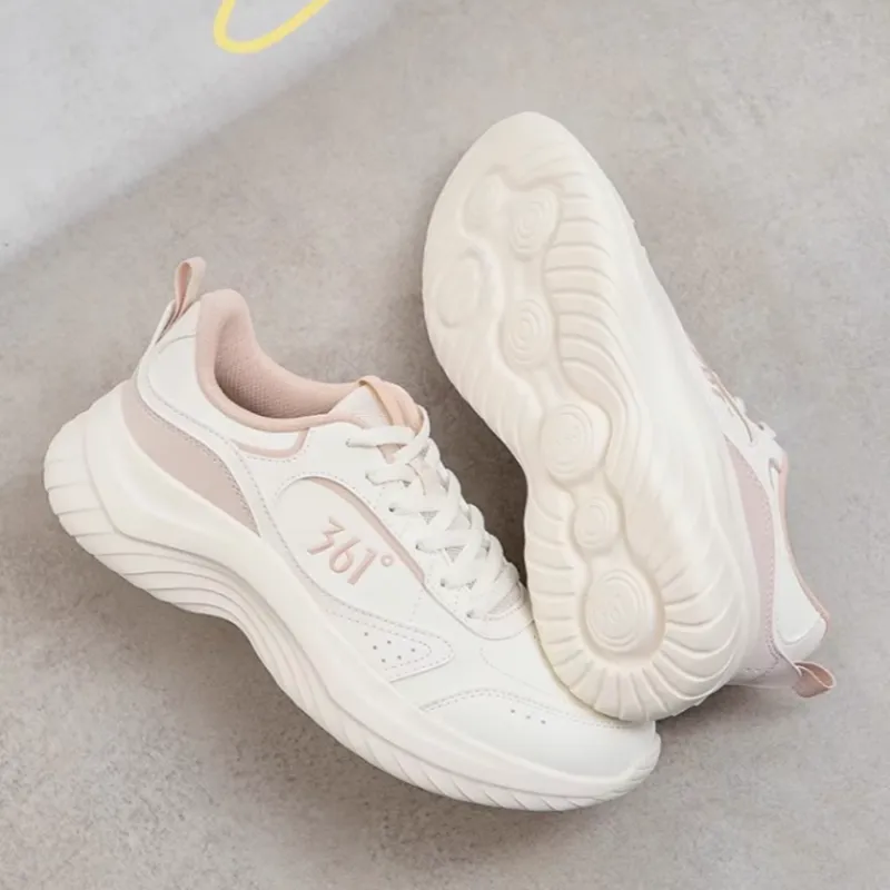 361° Slip Resistant And Abrasion Resistant Coverage Low Top Casual Running Shoes Women's White Pink-2