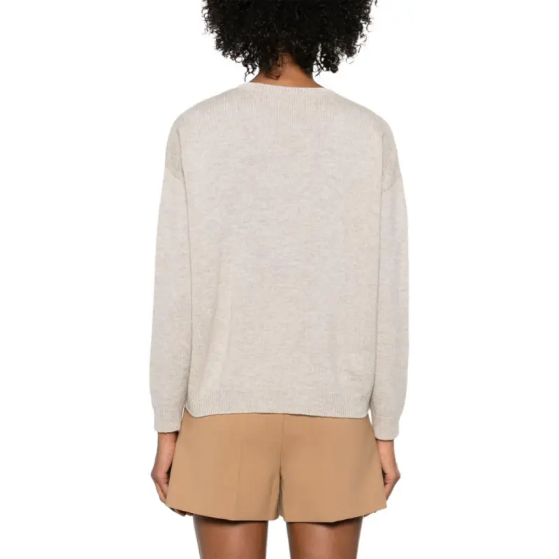 MaxMara Quota Logo Embellished Crewneck Jumper-3