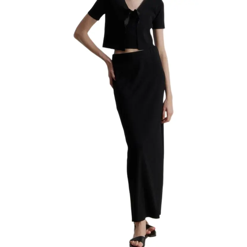VIKTORIACHAN SS24 Knit Long Skirts Women's Black-1