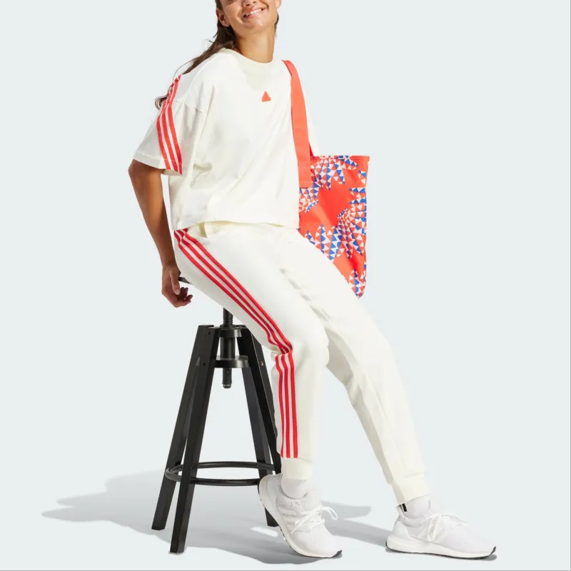 Adidas Future Icons 3 Stripes Regular Pants Knitted Sweatpants Women's Jade White-3