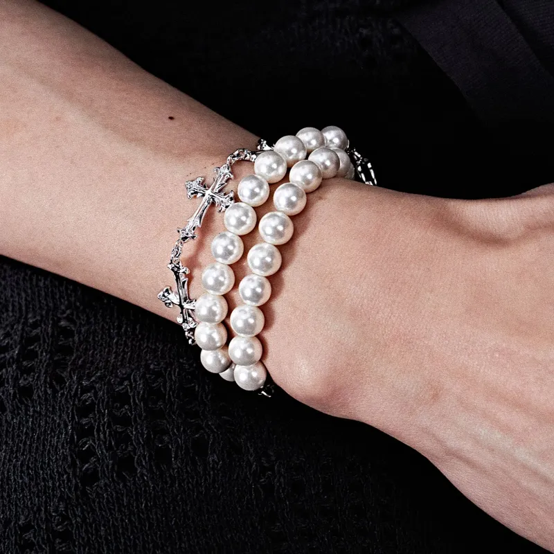 NothingButMini Pearl Agate Necklaces Unisex Gothic Urban Techwear Pure White/Black-4