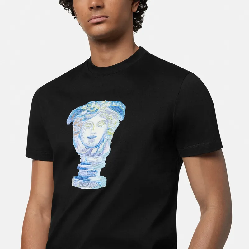 VERSACE Medusa Head Embroidered Crewneck T Shirt-5